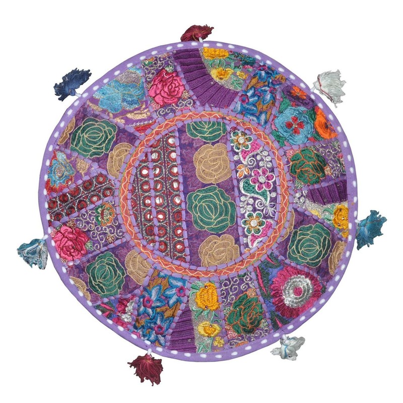 Rastogi Handicrafts Indian Comfortable Floor Cotton Cushion Ottoman Cover Embellished