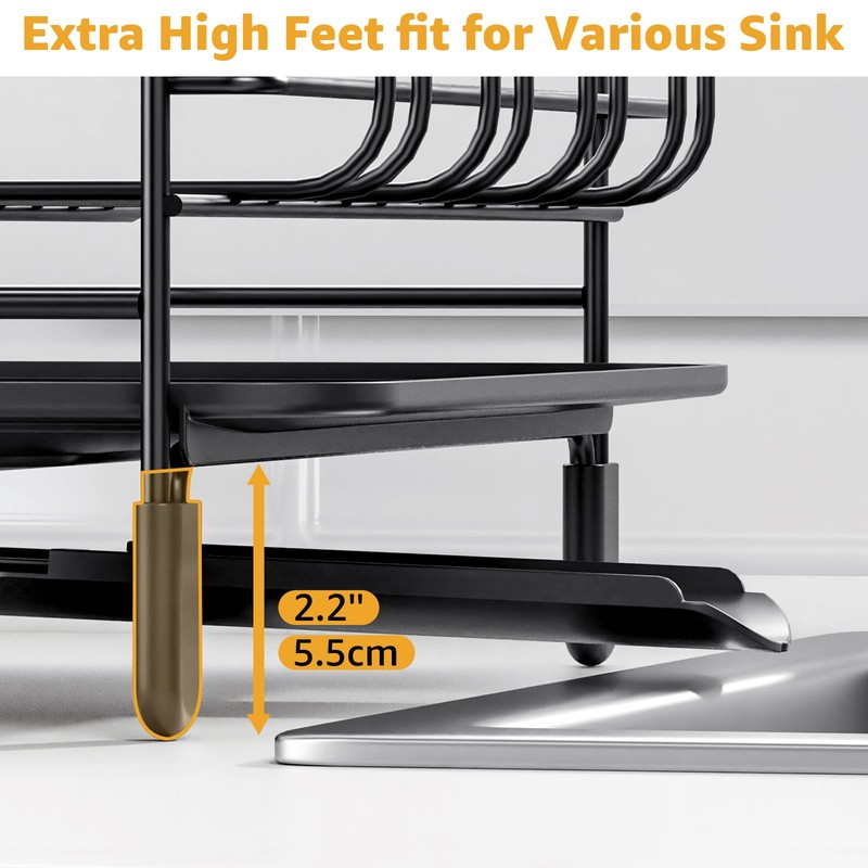 Urackify Dish Drying Rack, Expandable Large Capacity Dish Rack with