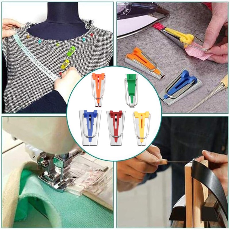 Bias Tape Maker, Bias Binding Maker Set with 5 Sizes