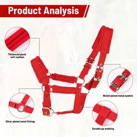 Fleece Horse Halter Adjustable Chin and Throat Snap with Snap (Black, Medium)