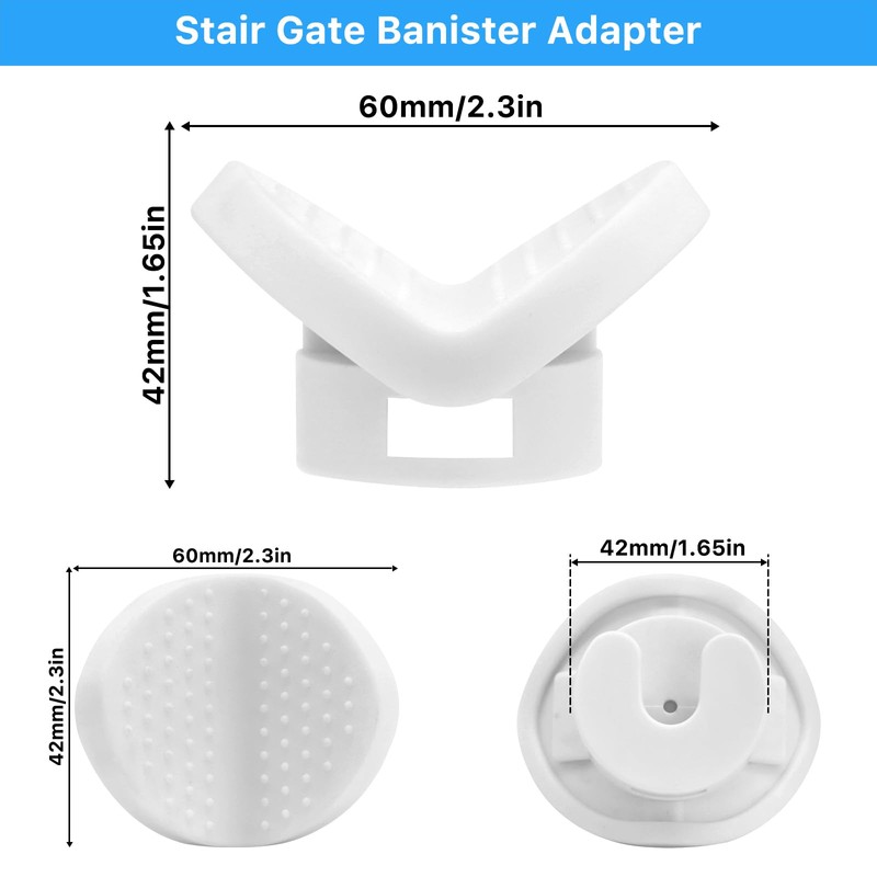 2 Pack Baby Gate Banister Adapter for Pressure Mounted Stairs