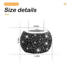 TSUGAMI Car Bling Headrest Collars, 4 Pcs Car Head Rest Collars Rings Decoration, Rhinestone Crystal Diamond Interior Accessories for Auto Head Rest, Crystal Charms for Car SUV Truck (Black)