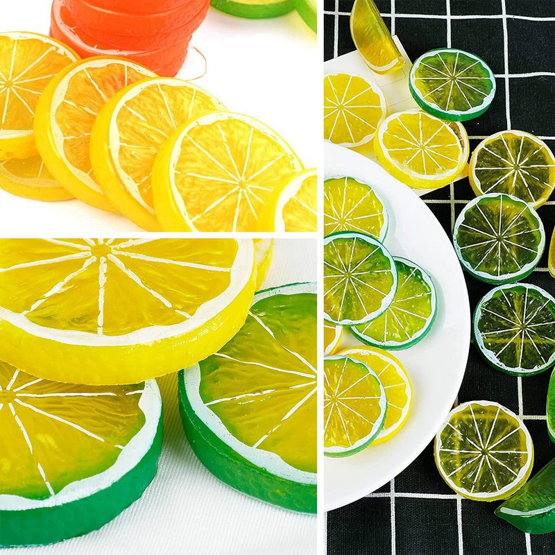 12Pcs Fake Lemon Slices Artificial - Fruit Party Decorations Fake