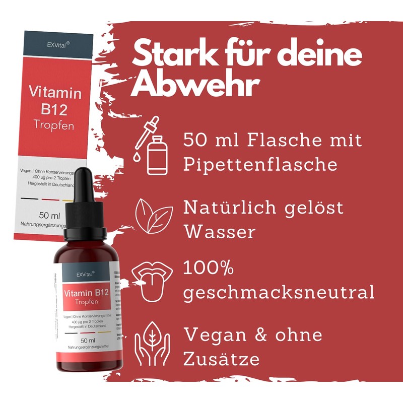 Vitamin B12 Drops High Dose, Bioactive Methylcobalamin 400 μg per