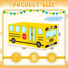 6 FT School Bus Tablecloth Back to School Table Cloth Decorations First Day Table Cover Washable Fabric for School Bus Theme Party Birthday Decorations