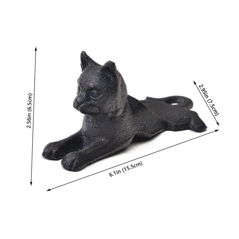 STOBOK Cast Iron Cat Shape Door Stopper Heavy Duty Wedge