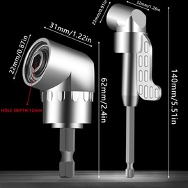 Bogoro Angle Screwdriver Attachment for Cordless Screwdriver 105° Angle Screwdriver Attachment Adapter with 1/4 Inch Screw Head for Drilling Narrow Spaces Garage Construction Workers
