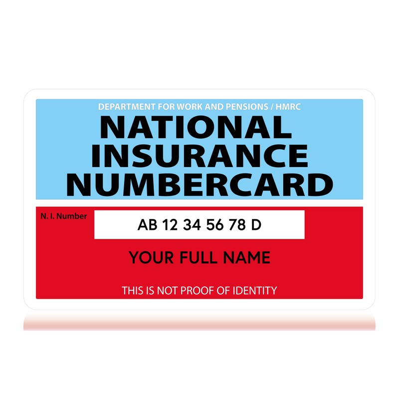 Custom Printed Replacement National Insurance Number Card Hard Plastic Card