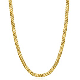 Evegfts Gold Chain for Men, Diamond Cut Miami Cuban Link Chain Necklace for Men Women 4MM Mens Chain Super Sturdy Men Necklaces 20 Inch