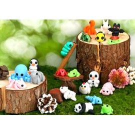 21 Pcs Mini 3D Printed Animal Set,Articulated Flexible Cute Animal Toys for Christmas,New Year,Birthday Gifts and Office Desktop Decoration