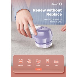 Bymore Fabric Shaver, Lint Remover, Lint Shaver Defuzzer Sweater Shaver for Clothes and Furniture with AC Adapter Pill Fuzz Remover-Purple