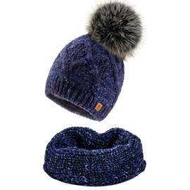 4sold Women's Pom Pom Warm Winter Natural Wool Alpaca Lining Micropolar -