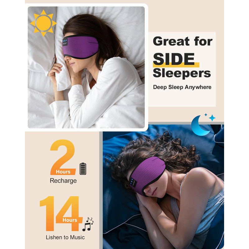ZHENYEMEI Bluetooth Sleep Headphones White Noise Sleep Mask | 3D