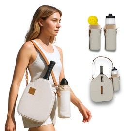 KXD8 Pickleball Bag Paddle Cover Crossbody bag with Adjustable Strap, Waterbottle holder, Pickleball Ball Holder with Fence Hook, Gifts for women and men