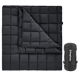 KingCamp Puffy Blankets for Cold Weather Camping, Warm Down Alternative Outdoors Indoors Quilt, Lightweight Compact Packable Windproof Blanket for Stadium, Airplane, Travel, Picnics, Backpacking
