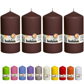 BOLSIUS 4 Maroon Pillar Candles - 3x6 Inches - Individually Wrapped - Premium European Quality - 65+ Burn Hours - Dripless & Smokeless Smooth Flame - Unscented Dinner, Wedding, Party, & Décor Candles