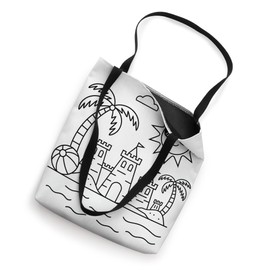 Summer Coloring Tote Bag for Kids Beach Scene Canvas Bag Tote Bag