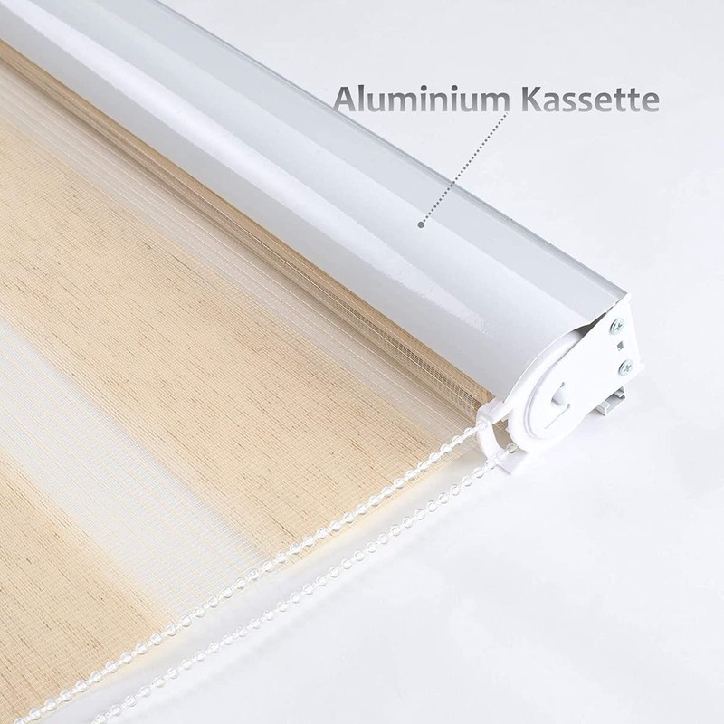 InterGo Double Roller Blind with Klemmfix No Drilling Required, Linen,
