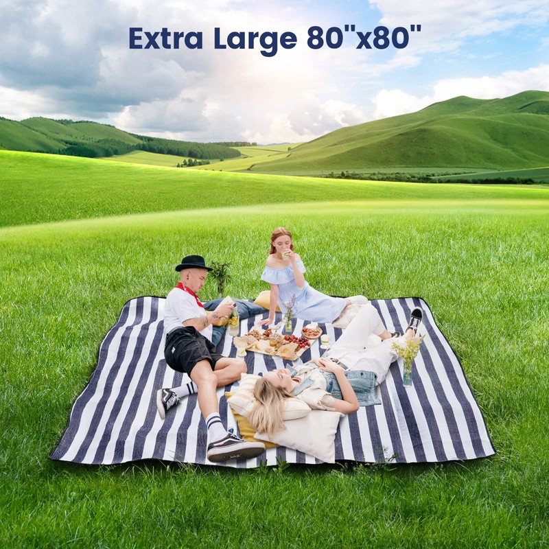 sapsisel 80”x 80” Picnic Blanket Extra Large, Waterproof and Foldable