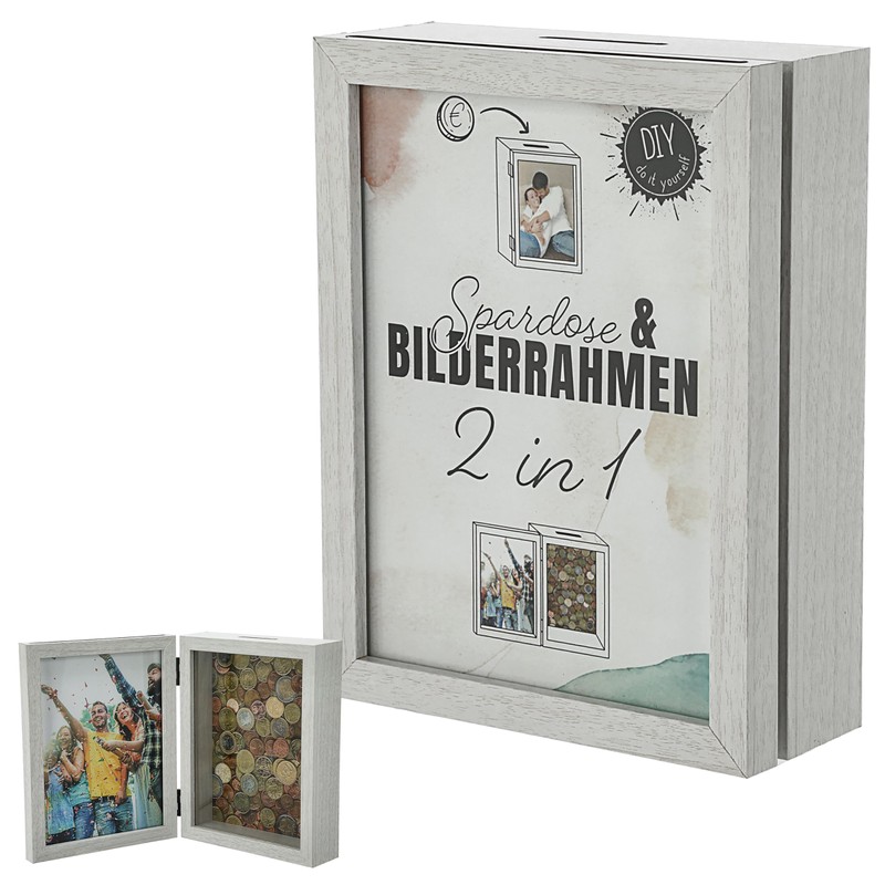 Money Box Picture Frame 2 in 1 | White MDF