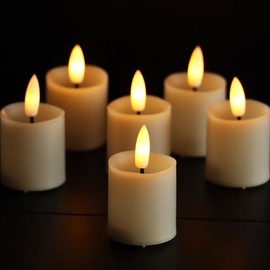 EZiGarden Battery Operated Flameless Votive Candles Flickering Fake Electric LED Lights with Timer for Birthday Party Wedding Home Decorations Set of 6
