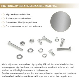 Kindroufly 562 Pieces M3 x 4/6 /8/10 /12/16 /20mm Phillips Countersunk Head Machine Screws Nuts Washers Assortment Kit, 304 Stainless Steel, Fully Machine Thread