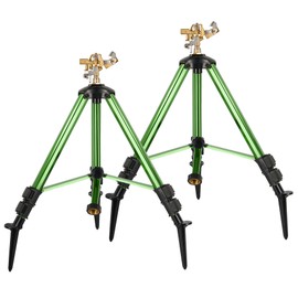 Aivermeil 2 Pcs Sprinklers for Yard, Heavy-Duty Impact Sprinkler on Tripod Base, 360 Degree Large Area Water Sprinklers, Adjustable Height 19-37” Sprinkler for Lawn Garden