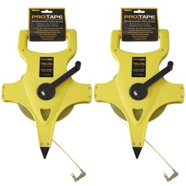 Nylon Clad Steel Open Reel ProTapes – English/Metric. 1/2" x 100'/30m; 8ths and cm. (2 Pack)