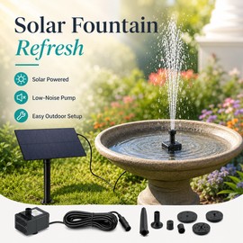 DC 12V Solar Water Pump Kit for Garden Fountains – Low-Noise Brushless Pump for Ponds, Bird Baths & Pools