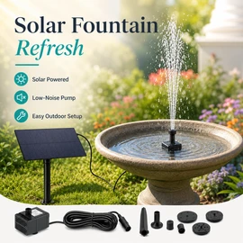 DC 12V Solar Water Pump Kit for Garden Fountains – Low-Noise Brushless Pump for Ponds, Bird Baths & Pools