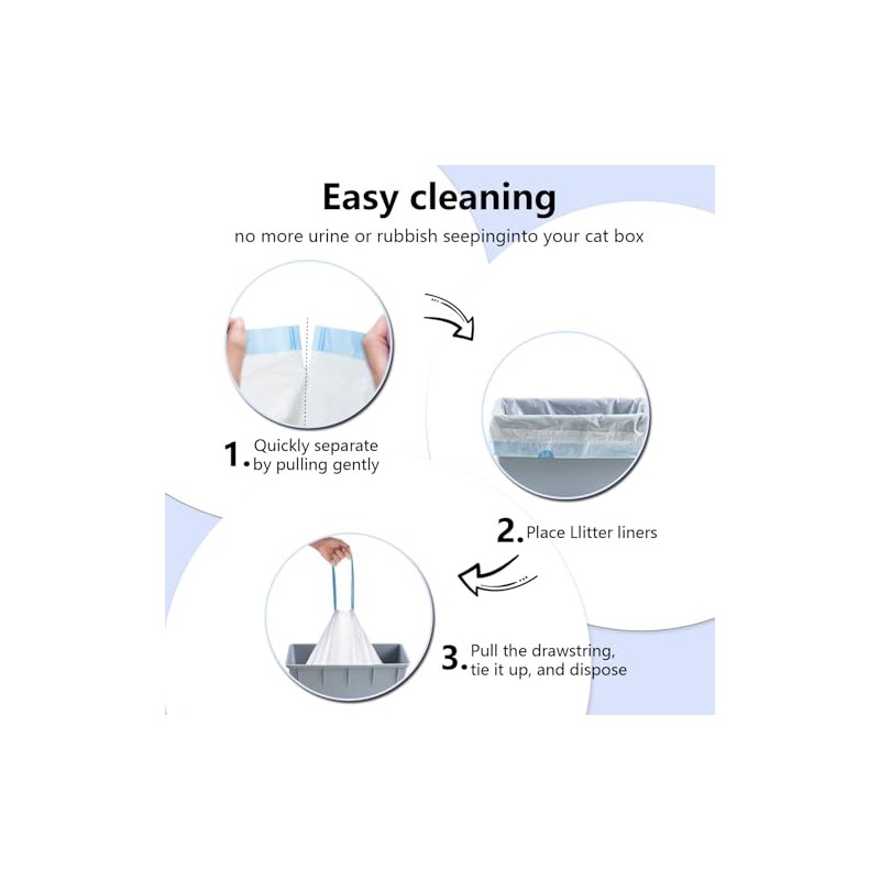 120 Count Self-Cleaning Cat Litter Box Liners Bag, Compatible with