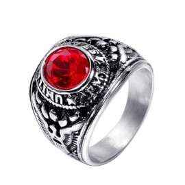 Rings for Men, Anillos para Hombre, Black Red Diamond Rings, Stainless Steel Rings Golden Blue Diamond Signet Rings for Men, Vintage Thumb Ring for Father Jewelry Gift (13, Steel red Diamond)