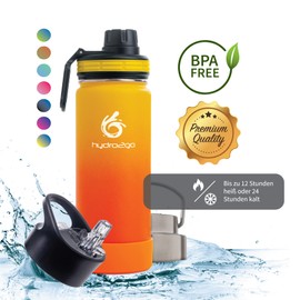 Hydro2go Stainless Steel Drinking Bottle 500 ml / 0.5 Litre - for Kids, School, Sports, Fitness & Outdoor Thermal Stainless Steel Bottle BPA-free + 3 Drinking Closures 100% Leak Proof Thermos