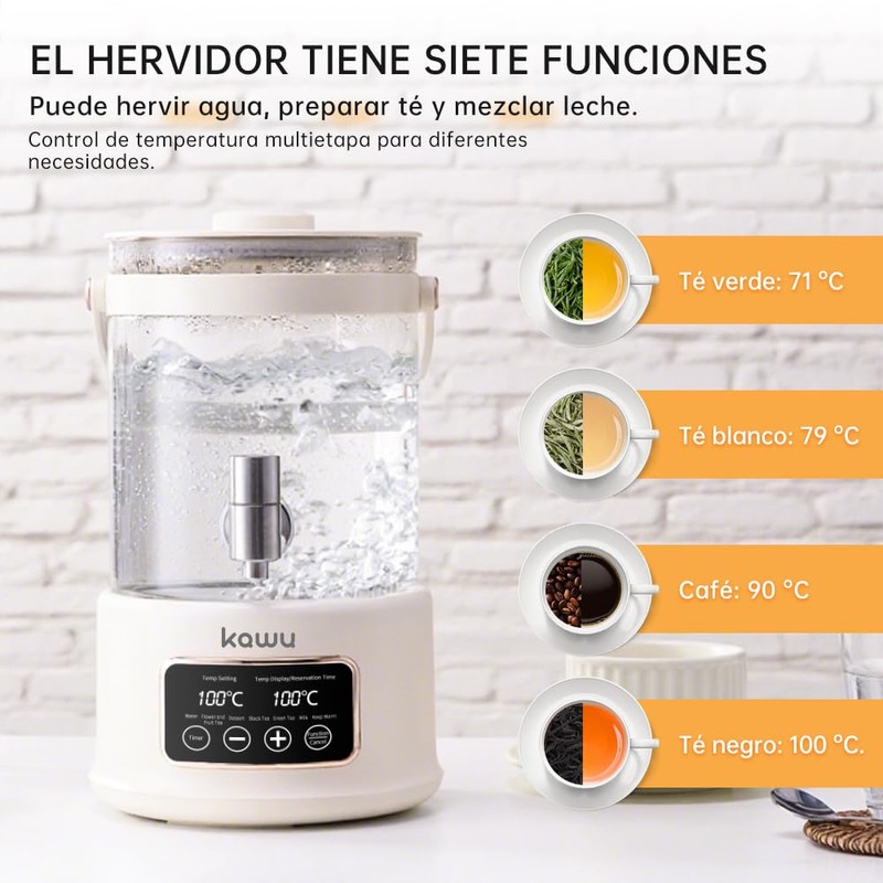 Kawu Electric Kettle, 2.5L Health Pot with Temperature Control, 7-in-1