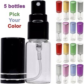 Unbranded 5ml 0.17oz perfume glass bottle refillable travel size atomizer 5 pcs decants - Pink 5 Pieces