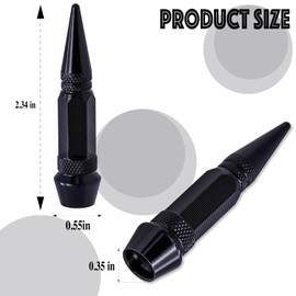 MEAJOO 6PCS Spiked Style Tire Valve Stem Caps, Universal Aluminium Alloy Dustproof Tire Valve Stem Covers for Cars, SUV, Trucks, Bikes, Motorcycles, Bicycles(60MM & Black)