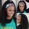KLAIYI Headband Human Hair Wig Water Wave Curly Non Lace