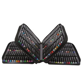 Lbxgap Marker Pen Organizer Case 168 Slots Large Capacity with Handy Wrap Portable Multilayer Holder for Watercolor Pencils & Gel Pen Markers(Pattern Black)