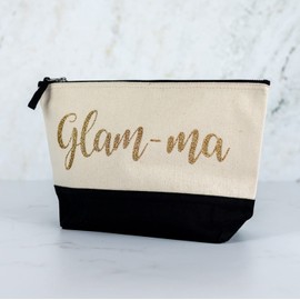 Stickerscape Glam-ma Wash Bag (Black - Regular) Gift for Grandma Make Up Wash Bag Christmas Nana or Nan Grandma Nana Nan Hand Finished and Made in The UK