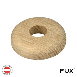 FUX Pack of 2 Single Heating Pipe Rosette, 15 mm - 22 mm, Pipe Cover, Cover Rosettes, Trim, Radiator Rosettes, Wood, Parquet, Wooden Rosettes (15 mm, Oak (Raw))