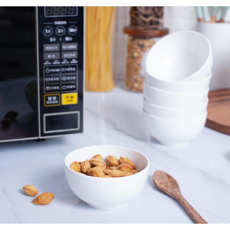 AntoKueh White 4.5in Small Ceramic Bowls, 12 OZ, Ice cream