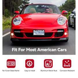 Ohuhu License Plate Frame with Screw Caps: 2Pcs Licenses Plates Frames Car Licenses Plate Covers Holders for US Vehicles (Black - 2 Holes)