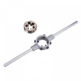 sourcing map Die Stock Handle Wrench Set, M16 x 1.5 Threading Round Die and 38mm (Fit M12-M16 Dies) Holder Adjustable Wrench Hand Tool