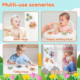 JACKEYLOVE Suction Cup Spinner Toys for 1 2 Year Old Boys Girls Sensory Simple Dimple Fidget Toys 12-18 Months Travel Airplane Toys for Toddlers First Birthday Baby Gifts…
