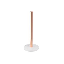 Kitchen Paper Holder, Paper Towel Holder 36 cm x 15 cm (Rose Gold), Stainless Steel Rose Gold Kitchen Roll Holder with White Marble Base