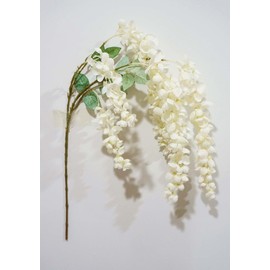 Sweet Home Deco 43'' Silk Wisteria Artificial Flower Spray, Hanging Flower Stem, 6 Branches, Spring Wisteria Flowers, Wedding Flower (White)