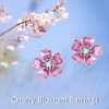 Pink Flower Earrings for Women Sterling Silver Pink Cherry Blossom