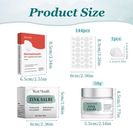 Zinksalbe gegen Pickel 50g + 144 Pcs Akne Pickel Patches, Zinksalbe Gesicht mit Teebaumöl und Salicylsäure, Körper Akne Creme, Creme gegen Pickel fur alle Hauttypen