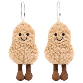KGJAXF 2Pcs Adorable Peanut Plush Toys - Cute Smiling Plushie Gift with Soft Long Pile Fabric, Mini Stuffed Doll for Children’s Decor, Positive Emotional Support Companion (18cm)