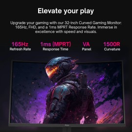 Pixio PXC325 32 in 165Hz 1080p HDR Adaptive Sync 1500R Curved Gaming Monitor